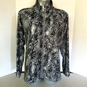 Style & Co. Sport Size L Gray Black Snakeskin Pattern Athletic Jacket Full Zip